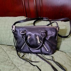 REBECCAMINKOFF micro mini black leather crossbody bag